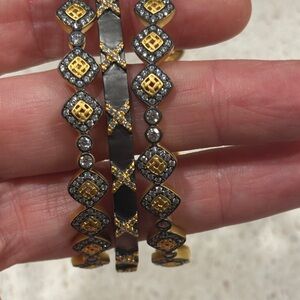 Freida Rothman set of 3 bangle Bracelet gunmetal rhodium plate 925 sterling